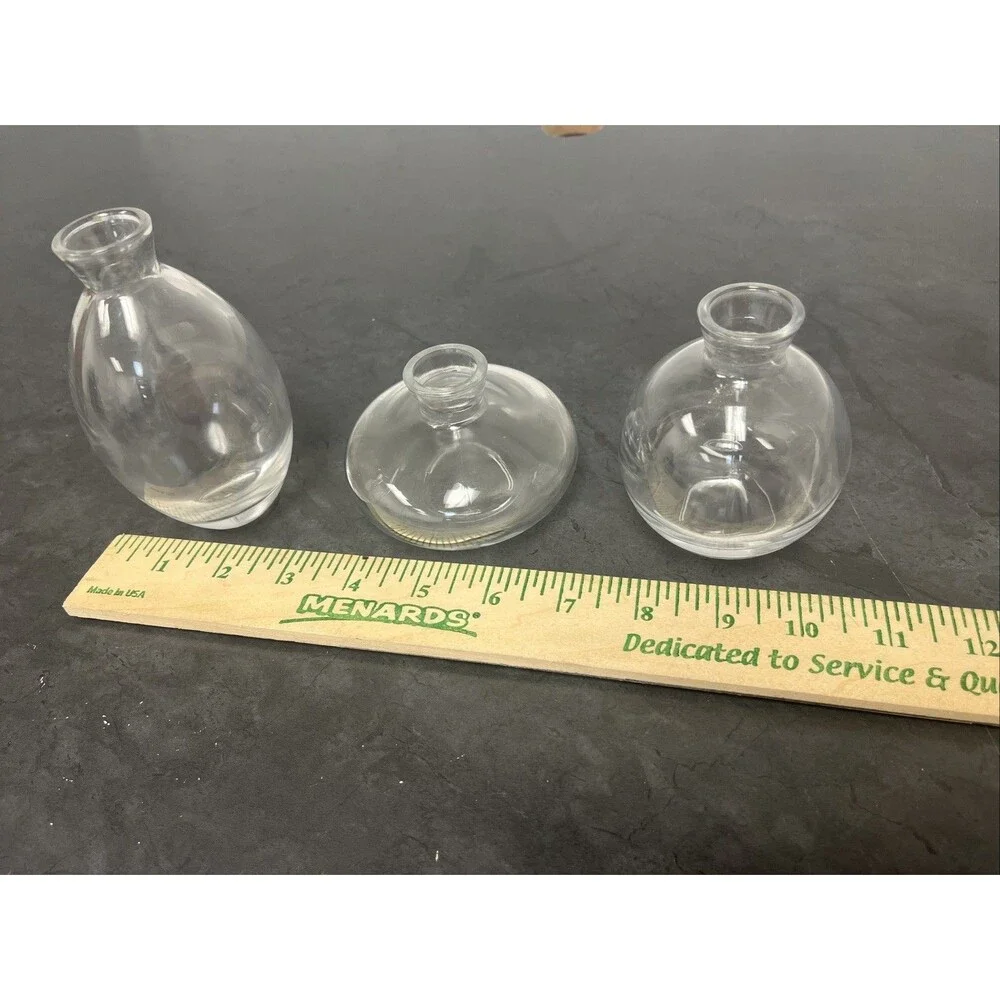 Clear Glass Bud Vase Set of 3 Wedding Decor Boho Minimalist Table Centerpiece